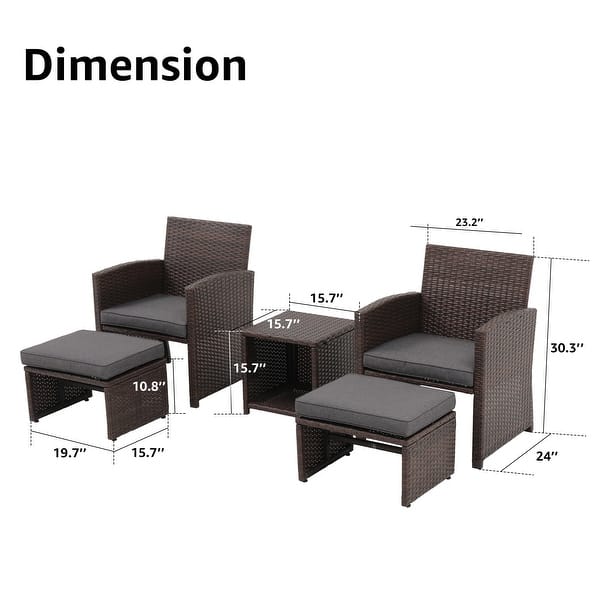 Zovika Pavilion Rattan Balcony Set - Gray Cushions - Image 5