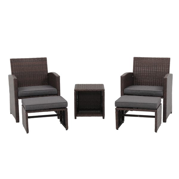 Zovika Pavilion Rattan Balcony Set - Gray Cushions - Image 2