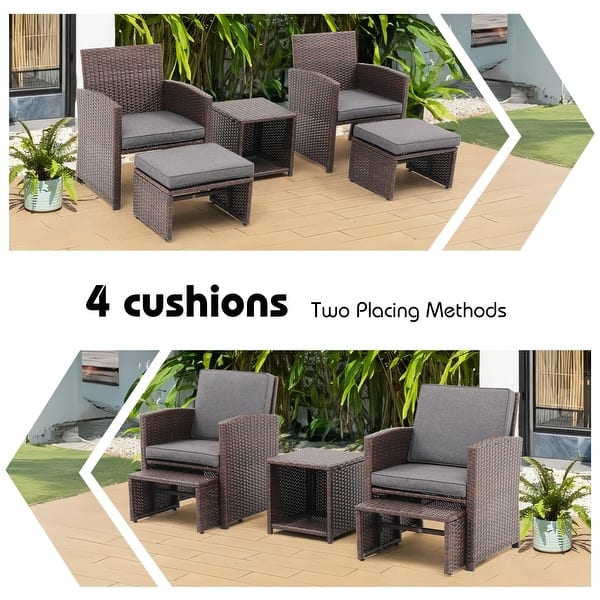 Zovika Pavilion Rattan Balcony Set - Gray Cushions - Image 3
