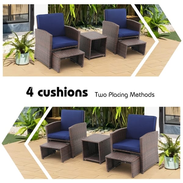 Zovika Pavilion Rattan Balcony Set - Blue Cushions - Image 4