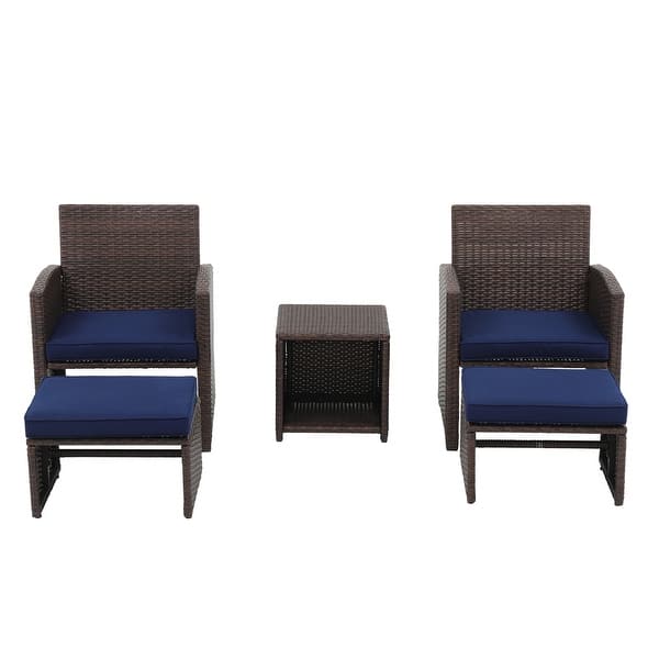 Zovika Pavilion Rattan Balcony Set - Blue Cushions - Image 3