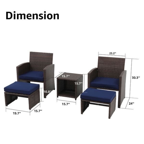 Zovika Pavilion Rattan Balcony Set - Blue Cushions - Image 6