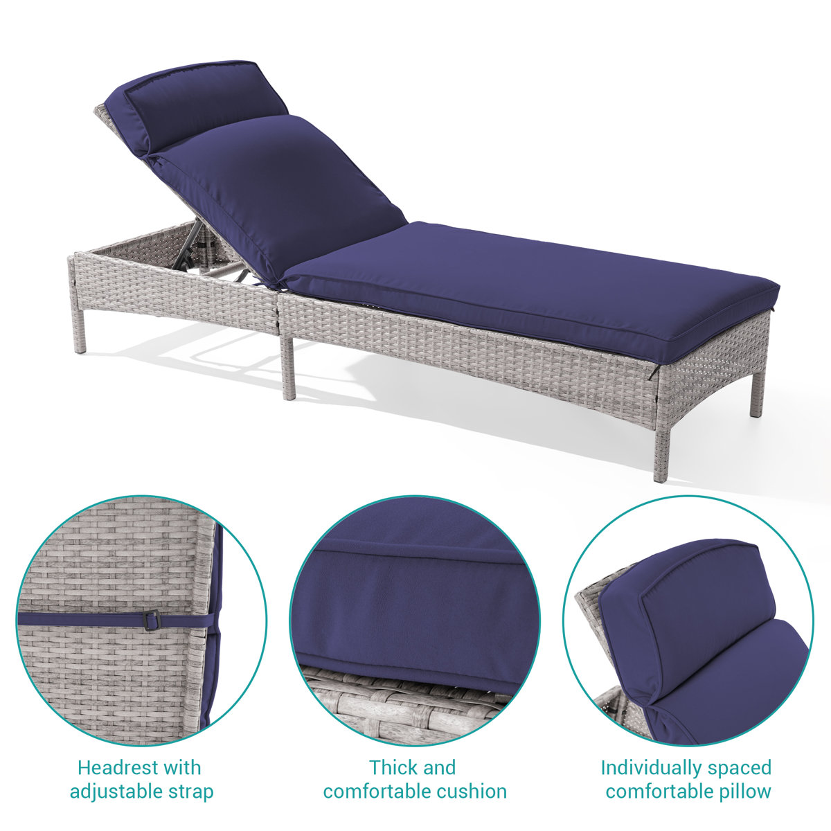 Zovika Cleopatra Wicker Lounger - Image 4