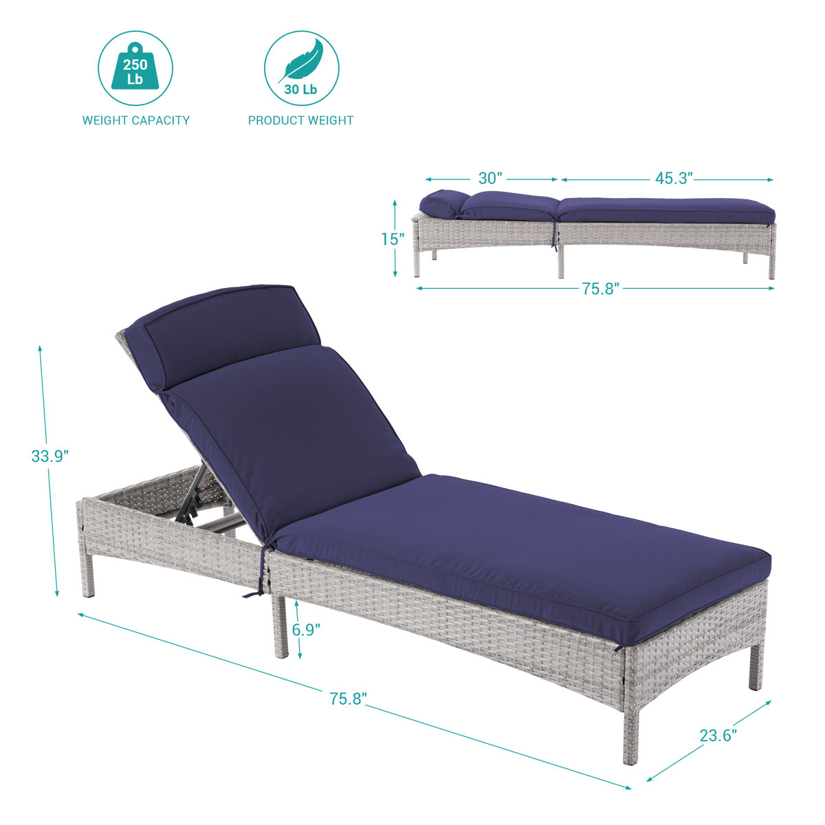 Zovika Cleopatra Wicker Lounger - Image 3